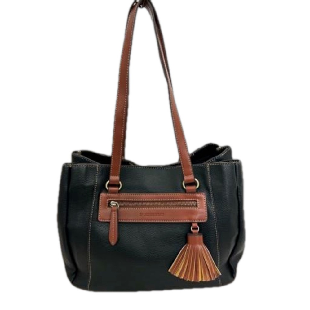 New St. John’s Bay Black and Brown Faux Leather Satchel Shoulder Bag